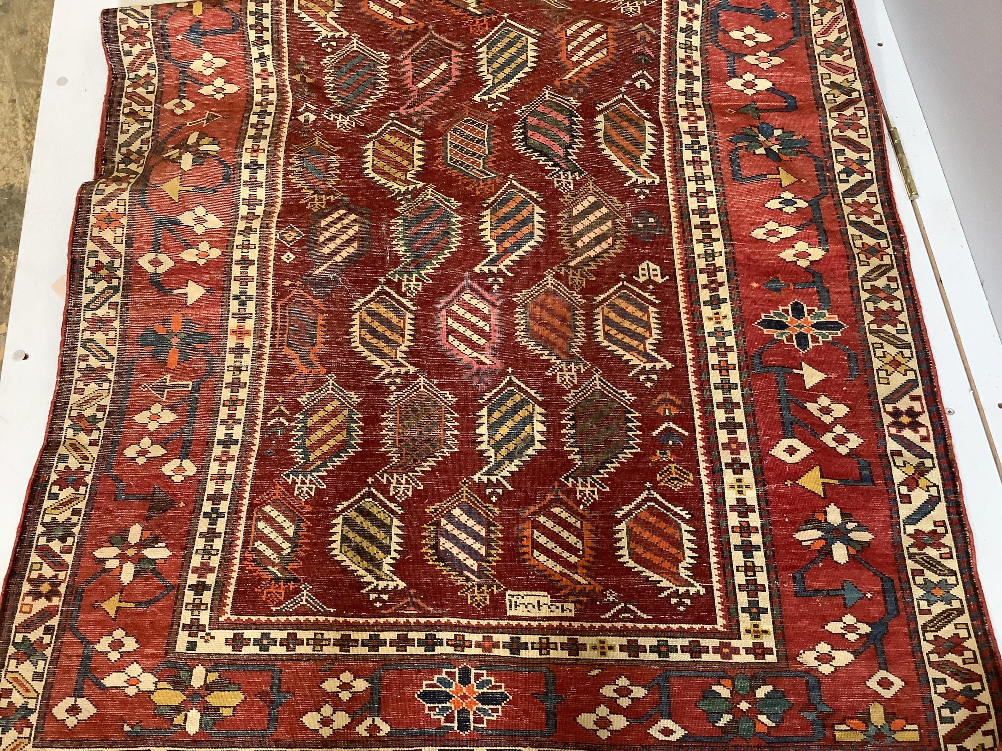 A Shirvan red ground rug, 156 x 107cm. Condition - good